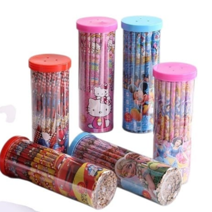 50pcs Pack Cartoon Themed HB Pencils – Fun School Stationery for Kids, Writing, Drawing & Classroom Rewards