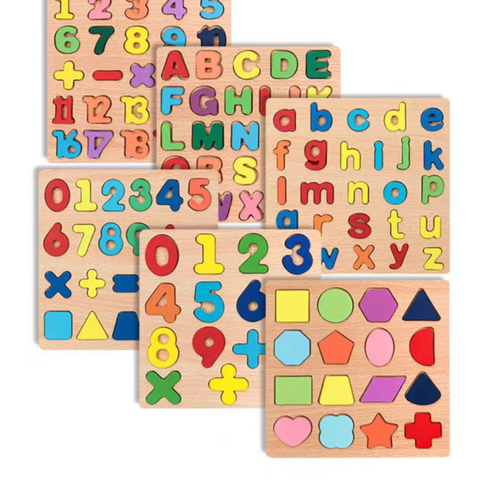 Wooden ABC, abc, number &shape Boards
