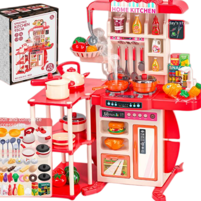 73PCS Kids Kitchen Play Set – 95cm Pretend Cooking Set