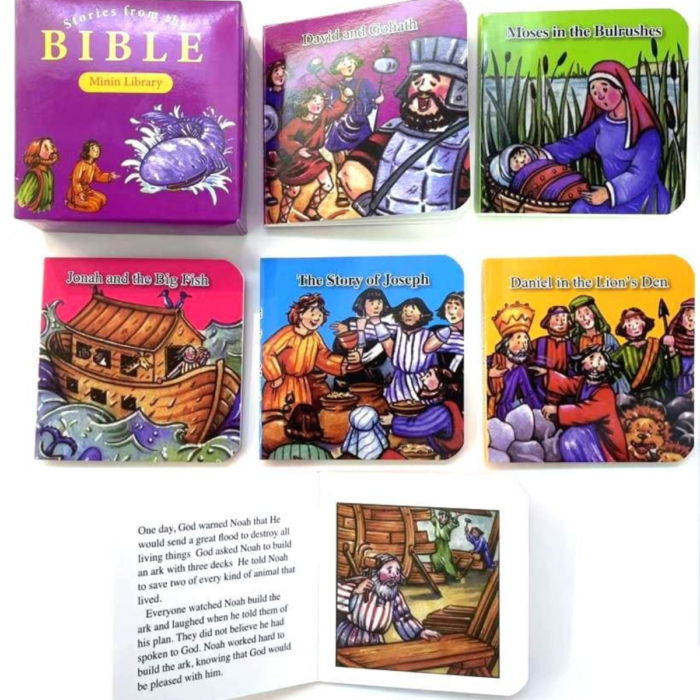 Bible Stories Mini Library Story Books for Kids –6pc Educational Christian Story Collection