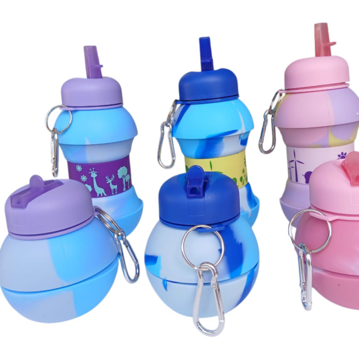 Foldable Silicone Kids Water Bottle – BPA-Free Collapsible Travel Bottle for School & Outdoor Use
